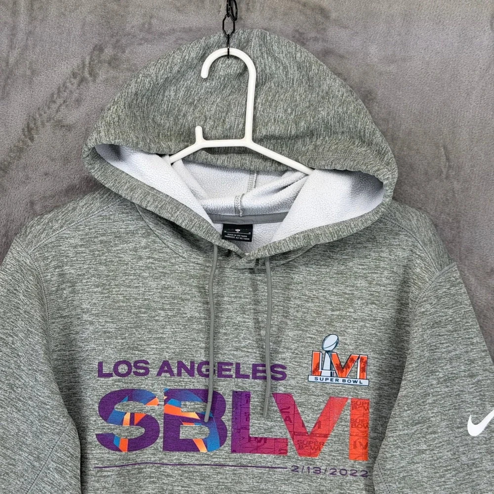 Nike Mens Super Bowl LVI‎ Los Angeles SBLVI Dri-FIT Hoodie Grey NKAQ-06G Medium
